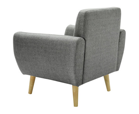 Dane Single Seater Fabric Upholstered Sofa Armchair Set of 2 - Mid Grey