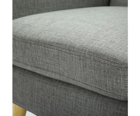 Dane Single Seater Fabric Upholstered Sofa Armchair Set of 2 - Mid Grey