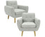 Dane Single Seater Fabric Upholstered Sofa Armchair Set of 2 - Light Grey