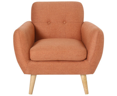 Dane Single Seater Fabric Upholstered Sofa Armchair Set of 2 - Orange