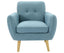 Dane Single Seater Fabric Upholstered Sofa Armchair Set of 2 - Blue