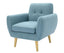 Dane Single Seater Fabric Upholstered Sofa Armchair Lounge Couch - Blue