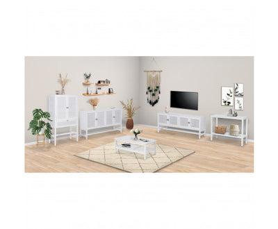 Jasmine ETU Entertainment TV Unit 160cm 4 Door Mindi Wood Rattan - White