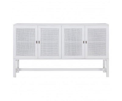 Jasmine Sideboard Buffet Table 160cm 4 Door Mindi Wood Rattan - White