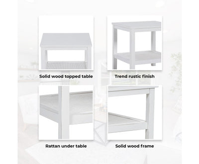 Jasmine Coffee Side Table Laptop Desk Bedside Sofa End Tables Mindi Wood - White