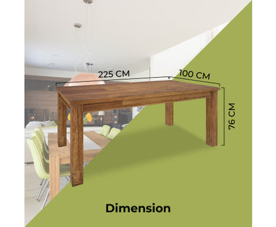 Birdsville Dining Table 225cm Solid Mt Ash Wood Home Dinner Furniture - Brown