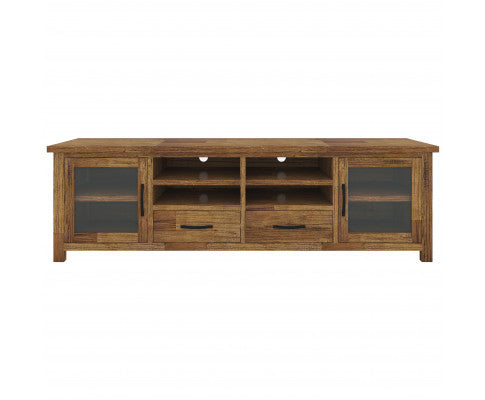 Birdsville ETU Entertainment TV Unit 223cm 2 Door 2 Drawer Mt Ash Wood - Brown