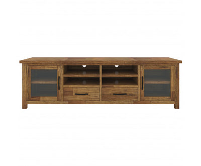 Birdsville ETU Entertainment TV Unit 223cm 2 Door 2 Drawer Mt Ash Wood - Brown