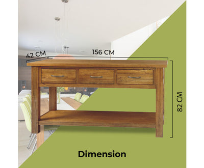 Birdsville Console Hallway Entry Table 156cm Solid Mt Ash Timber Wood - Brown