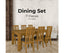 Birdsville 7pc Dining Set 190cm Table 6 PU Seat Chair Solid Mt Ash Wood - Brown