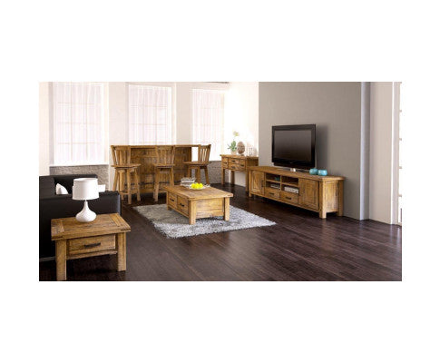 Teasel ETU Entertainment TV Unit 240cm 2 Drawer Solid Pine Wood - Rustic Oak