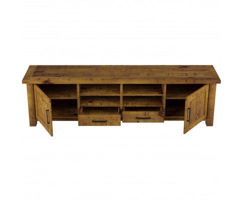 Teasel ETU Entertainment TV Unit 240cm 2 Drawer Solid Pine Wood - Rustic Oak