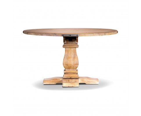 Gloriosa Round Dining Table 135cm Pedestal Solid Mango Timber Wood - Honey Wash