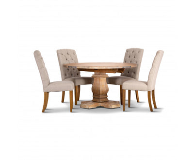 Gloriosa Round Dining Table 135cm Pedestal Solid Mango Timber Wood - Honey Wash