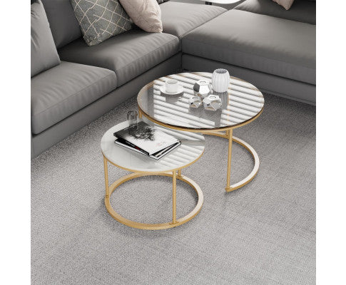 Interior Ave - Elle Luxe - Marble & Gold Nested Coffee Table