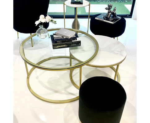 Interior Ave - Elle Luxe - Marble & Gold Nested Coffee Table