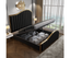 Elegant Luxury King Size Velvet Fabric Storage Bedframe Golden Trim-Black