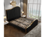 Elegant Luxury King Size Velvet Fabric Storage Bedframe Golden Trim-Black