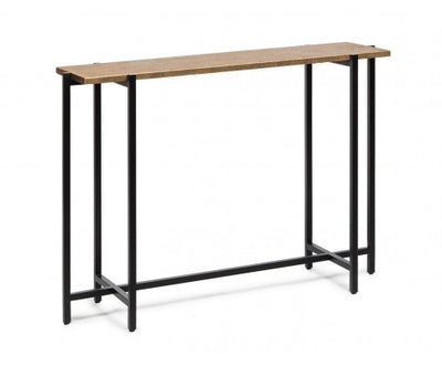 Narrow Golden Black Hallway Console Table with Textured Top