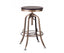 Industrial Wooden Height Adjustable Swivel Bar Stool - French Brass