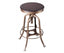 Industrial Wooden Height Adjustable Swivel Bar Stool - French Brass