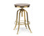 Industrial Height Adjustable Swivel Bar Stool with Oak Wood Top - Gold Finish