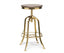 Industrial Height Adjustable Swivel Bar Stool with Oak Wood Top - Gold Finish