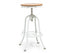 White Bar Stool Hamptons Style Height Adjustable and Swivel with Natural Wood Top