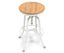 White Bar Stool Hamptons Style Height Adjustable and Swivel with Natural Wood Top