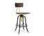 Industrial Wooden Height Adjustable Swivel Bar Stool Chair with Back - Gold Black