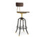 Industrial Wooden Height Adjustable Swivel Bar Stool Chair with Back - Gold Black