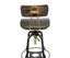 Industrial Wooden Height Adjustable Swivel Bar Stool Chair with Back - Gold Black