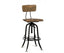 Industrial Wooden Height Adjustable Swivel Bar Stool Chair with Back - Black Rustic