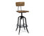 Industrial Wooden Height Adjustable Swivel Bar Stool Chair with Back - Black Rustic