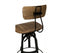 Industrial Wooden Height Adjustable Swivel Bar Stool Chair with Back - Black Rustic