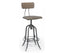 Industrial Swivel Height Adjustable Grey Oak Wood Bar Stool Chair with Back