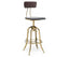 Industrial Wooden Height Adjustable Swivel Black Gold Bar Stool Chair with Back