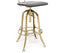 Industrial Wooden Height Adjustable Swivel Black Gold Bar Stool Chair with Back