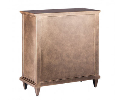 Iron Glass Buffet Sideboard Cabinet with 3 Level Storage in Brass Finish