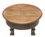 Wooden Round Side Table with Finial Legs in Dark French Brass Finish