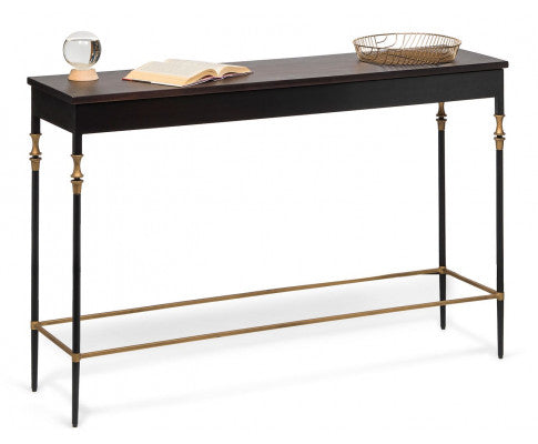 Gold Black Wooden Slim Hallway Console Table with Finial Legs