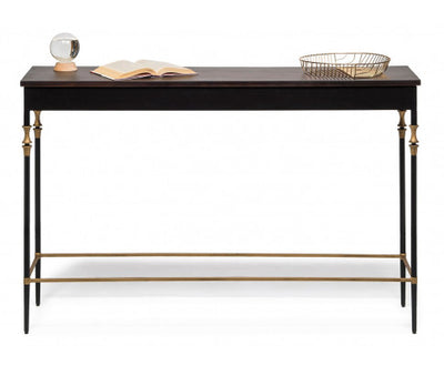 Gold Black Wooden Slim Hallway Console Table with Finial Legs