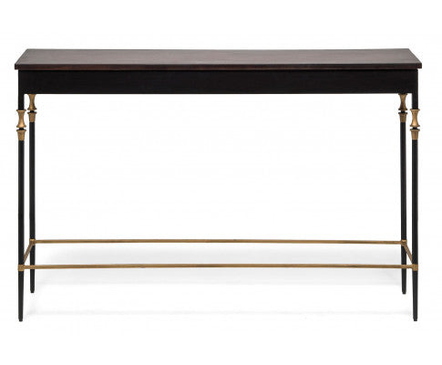 Gold Black Wooden Slim Hallway Console Table with Finial Legs