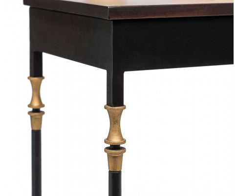 Gold Black Wooden Slim Hallway Console Table with Finial Legs