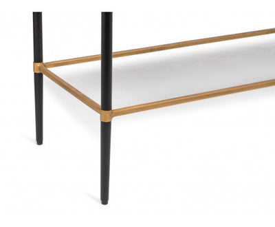 Gold Black Wooden Slim Hallway Console Table with Finial Legs