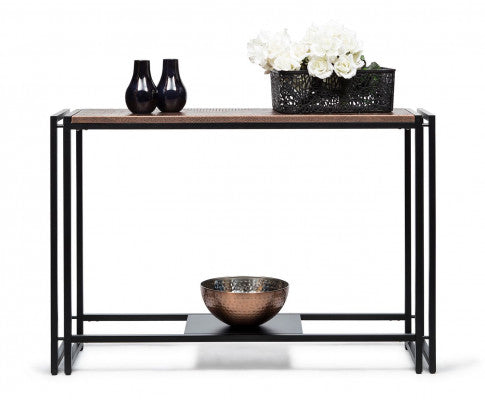 Sleek Hallway Console Table with Copper Textured Top