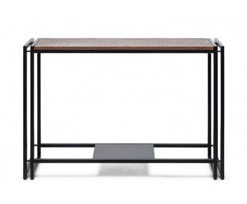 Sleek Hallway Console Table with Copper Textured Top