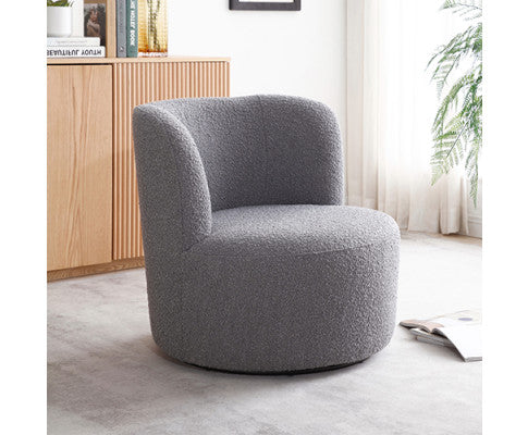 Como Arm Chair Fabric Upholstery Dark Grey Colour Wooden Structure High Density Foam Rotating Metal Chassis