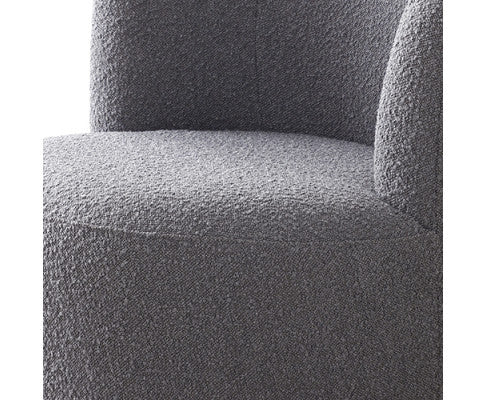 Como Arm Chair Fabric Upholstery Dark Grey Colour Wooden Structure High Density Foam Rotating Metal Chassis