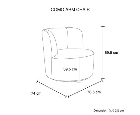 Como Arm Chair Fabric Upholstery Dark Grey Colour Wooden Structure High Density Foam Rotating Metal Chassis